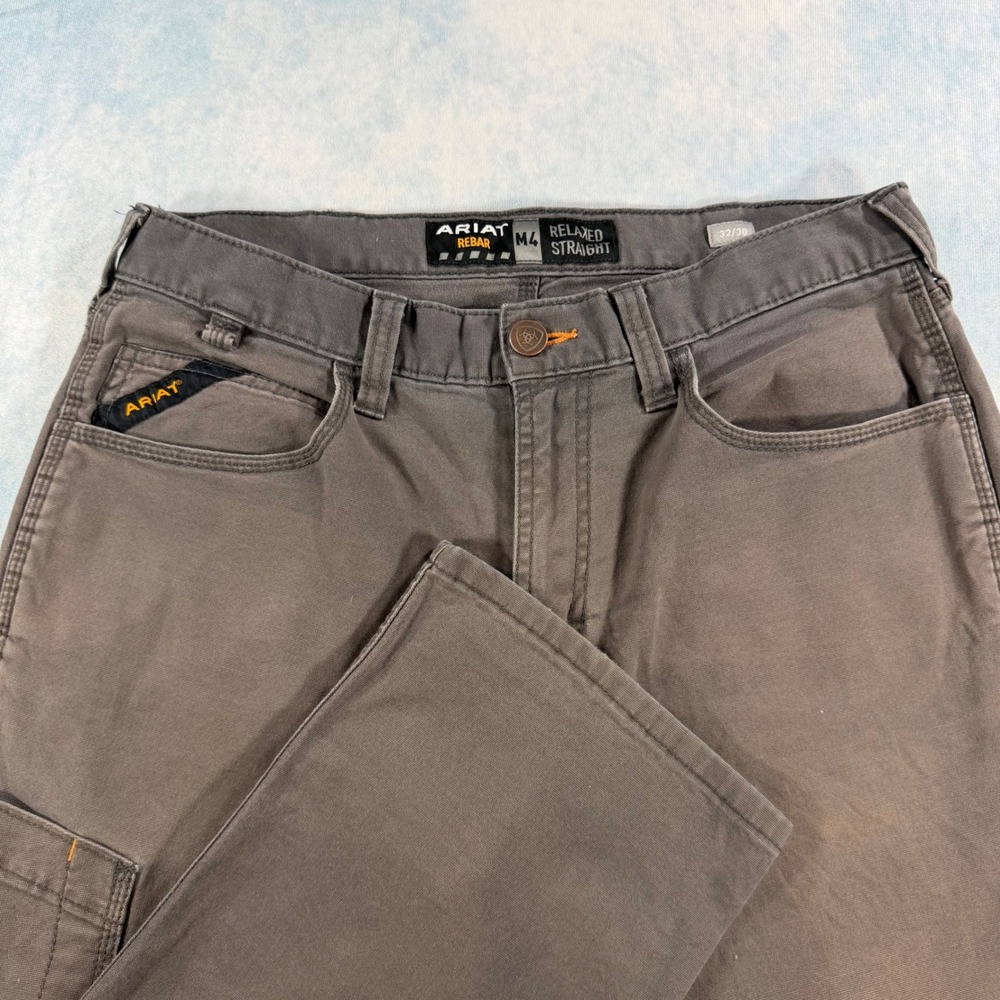 Ariat Rebar M4 Pants Mens 32x30 Gray Excellent Relaxed Straight Utility Workwear
